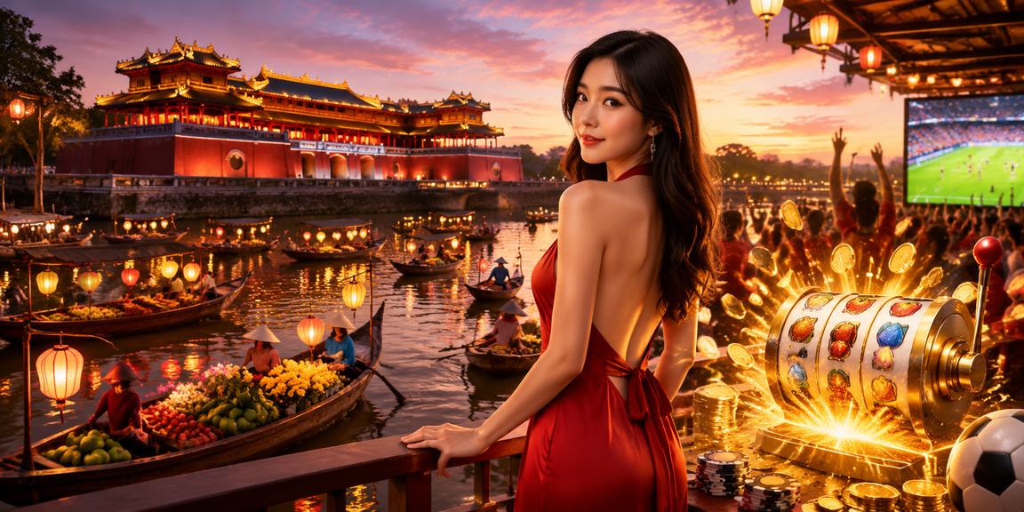 Khung cảnh chơi game slot bên bãi biển tại Hue
